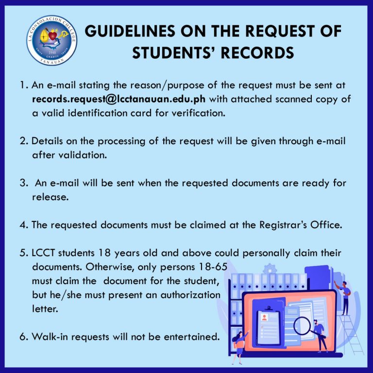 GUIDELINES ON THE REQUEST ON STUDENT RECORDS – LA CONSOLACION COLLEGE ...