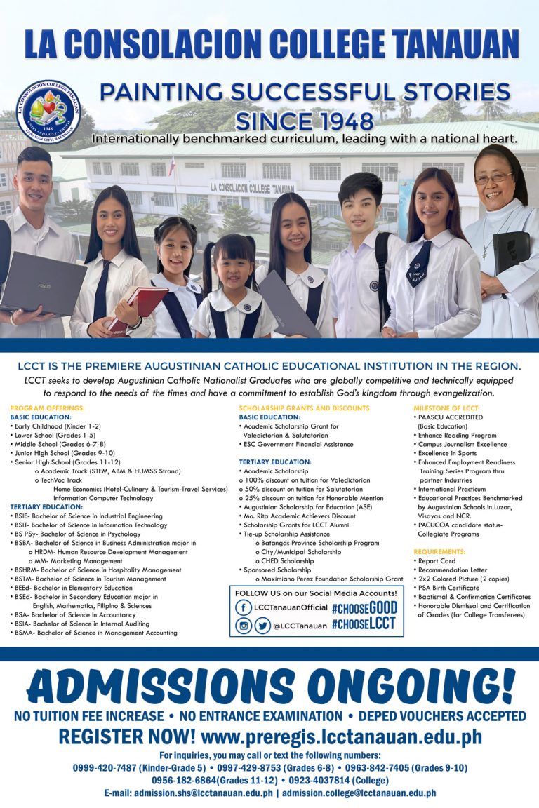 Admission – LA CONSOLACION COLLEGE TANAUAN