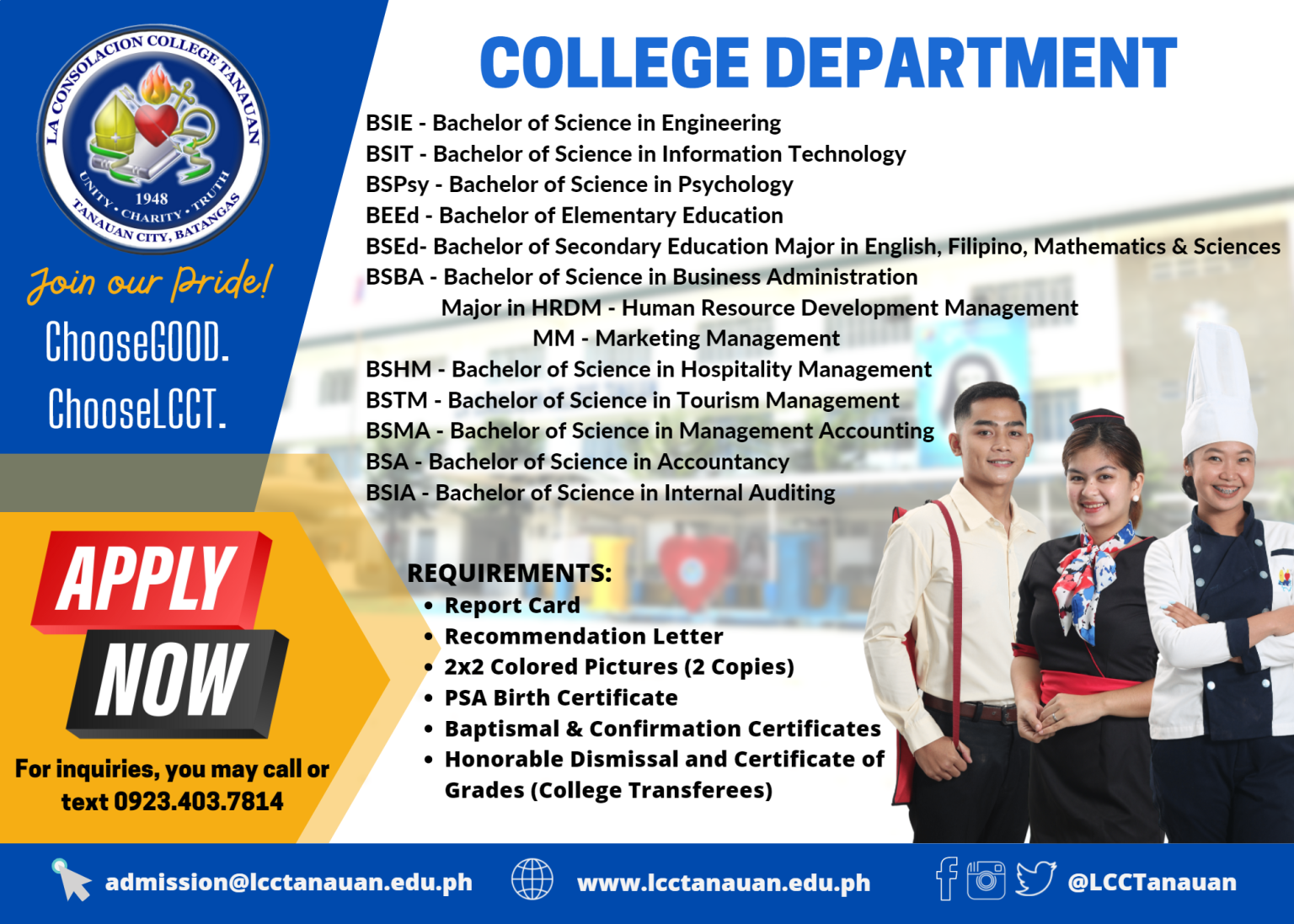 College Department Program Offerings – LA CONSOLACION COLLEGE TANAUAN